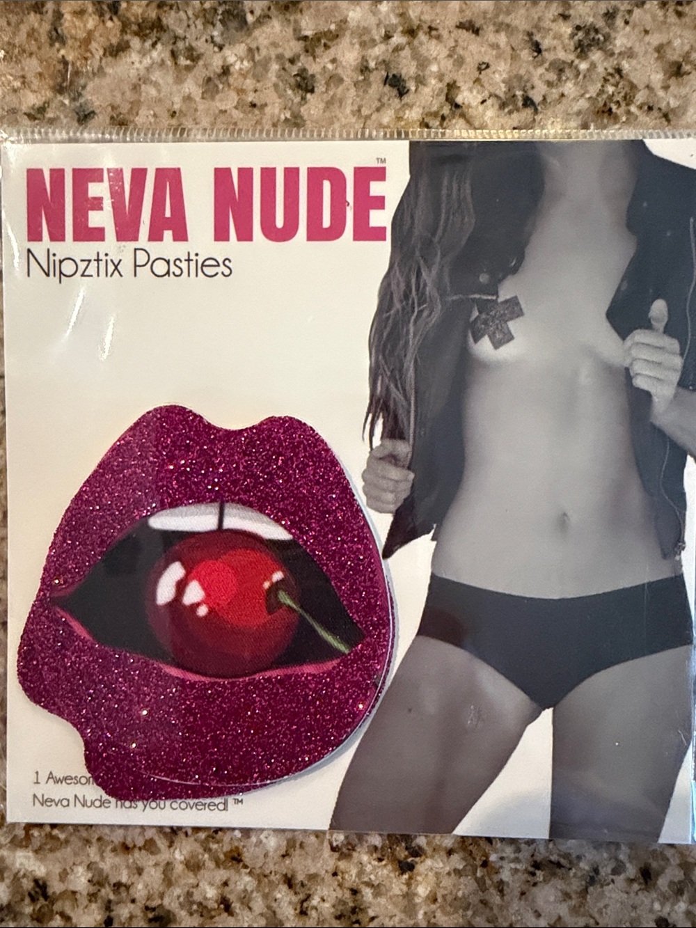 Neva Nude Glitter Lip Cherry Pasties - Pink & Red